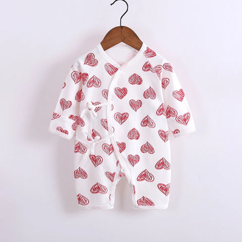 Baby Cotton Romper | Long Sleeve Lace-Up Jumpsuit