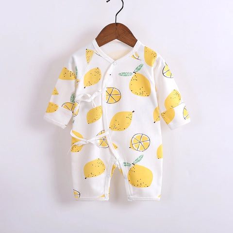 Baby Cotton Romper | Long Sleeve Lace-Up Jumpsuit