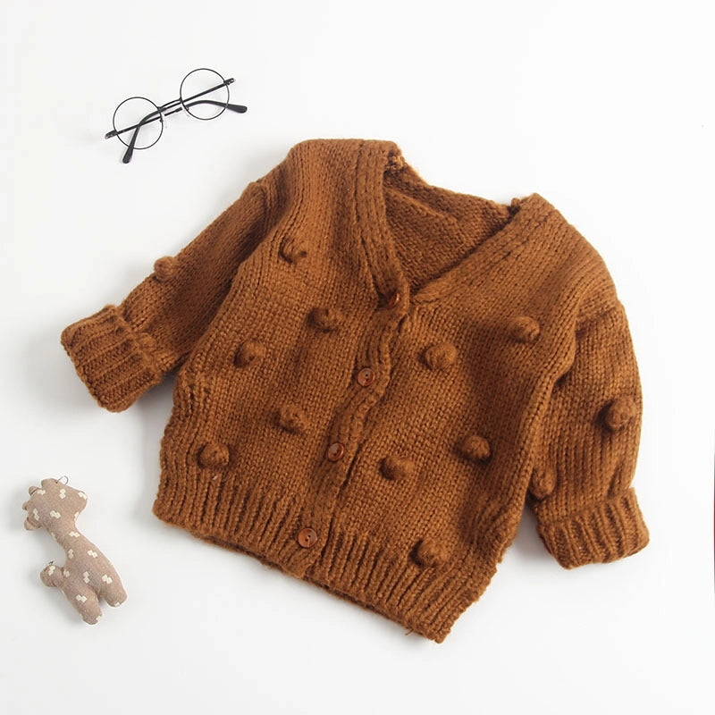 Baby Bobble Knit Cardigan | Cotton Pom Pom Sweater Jacket