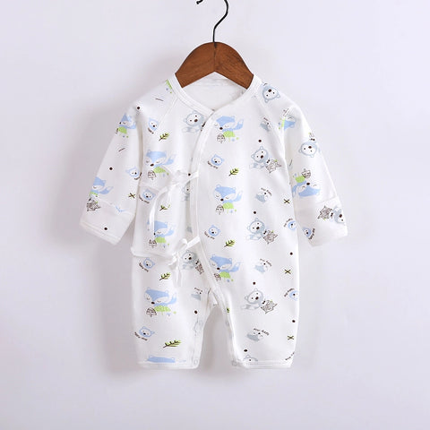 Baby Cotton Romper | Long Sleeve Lace-Up Jumpsuit