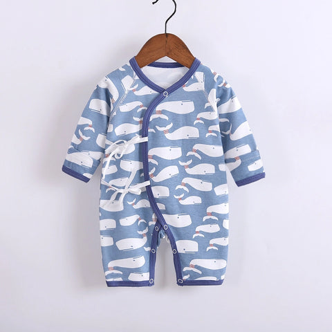 Baby Cotton Romper | Long Sleeve Lace-Up Jumpsuit