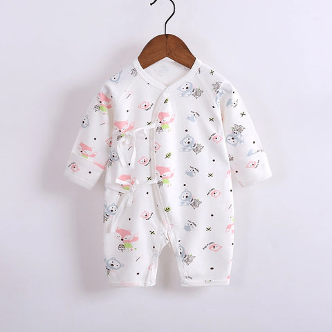 Baby Cotton Romper | Long Sleeve Lace-Up Jumpsuit