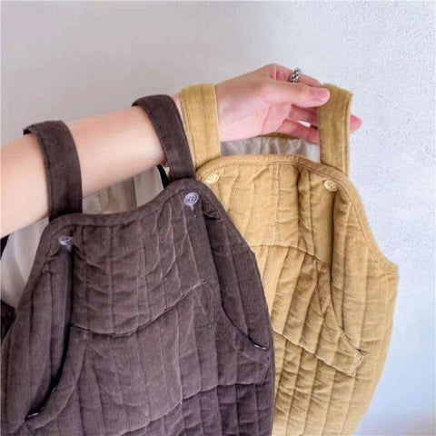 Baby Corduroy Quilted Dungarees | Padded Winter Overalls
