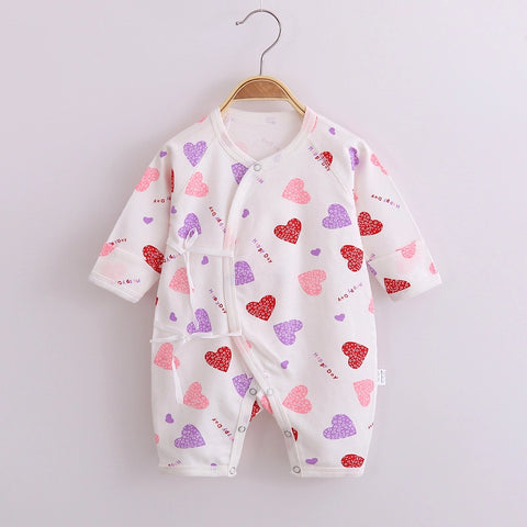 Baby Cotton Romper | Long Sleeve Lace-Up Jumpsuit
