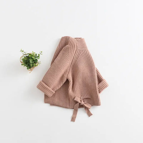 Girls' Cotton Knitted Jumper with Bow Detail | Kids Winter Knitwear