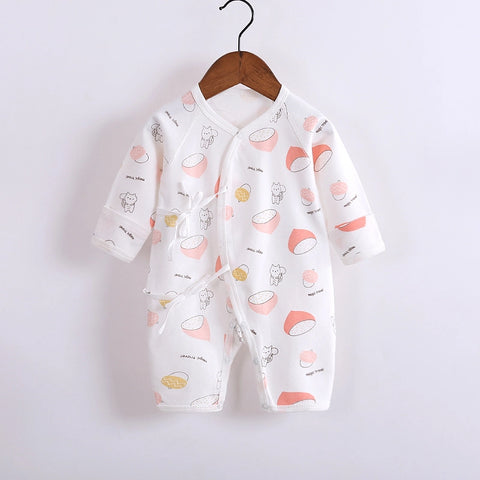 Baby Cotton Romper | Long Sleeve Lace-Up Jumpsuit