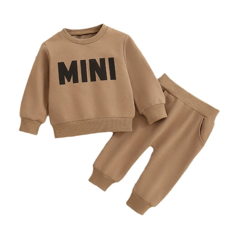 Baby "MINI" Print Sweatshirt & Joggers Set | 2-Piece Outfit