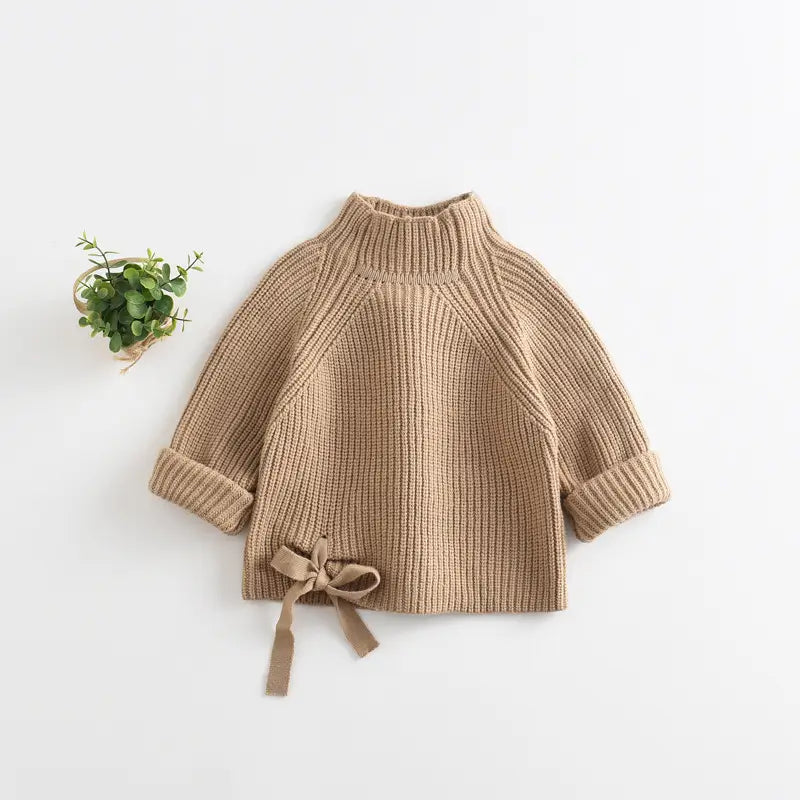 Girls' Cotton Knitted Jumper with Bow Detail | Kids Winter Knitwear