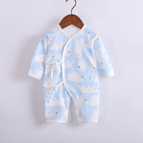 Baby Cotton Romper | Long Sleeve Lace-Up Jumpsuit