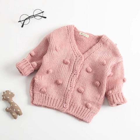 Baby Bobble Knit Cardigan | Cotton Pom Pom Sweater Jacket