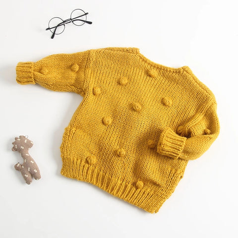 Baby Bobble Knit Cardigan | Cotton Pom Pom Sweater Jacket