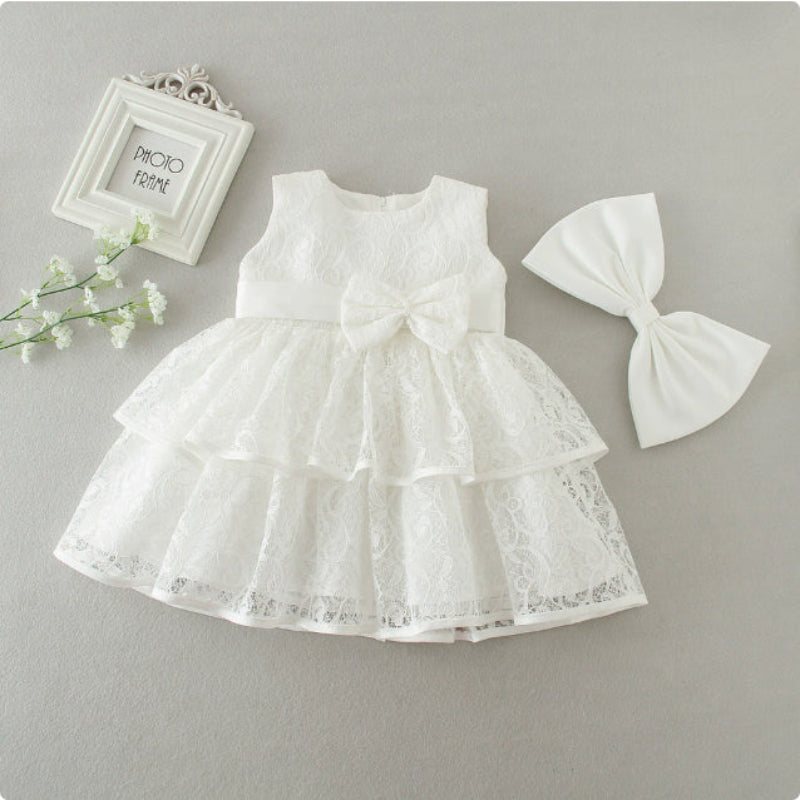White lace princess dress for baby birthday party