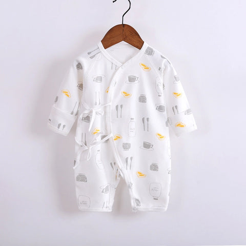 Baby Cotton Romper | Long Sleeve Lace-Up Jumpsuit