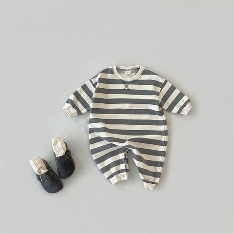 Baby Striped Cotton Sweater Romper | Long Sleeve Jumpsuit