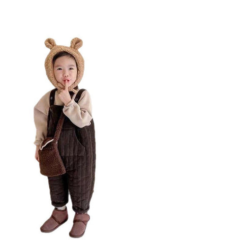 Baby Corduroy Quilted Dungarees | Padded Winter Overalls