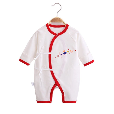 Baby Cotton Romper | Long Sleeve Lace-Up Jumpsuit