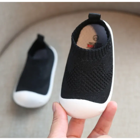 Baby black knit sock trainers slip on toddler