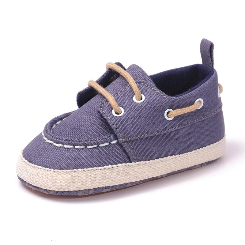 Baby boy blue canvas boat shoes soft sole