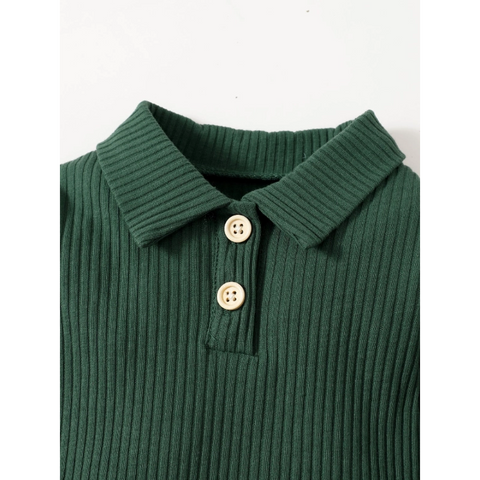 Baby boy long sleeve polo bodysuit trouser set
