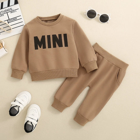 Baby brown MINI print sweatshirt and joggers set