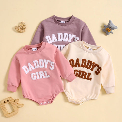 Baby cotton long sleeve romper with flower and letter print