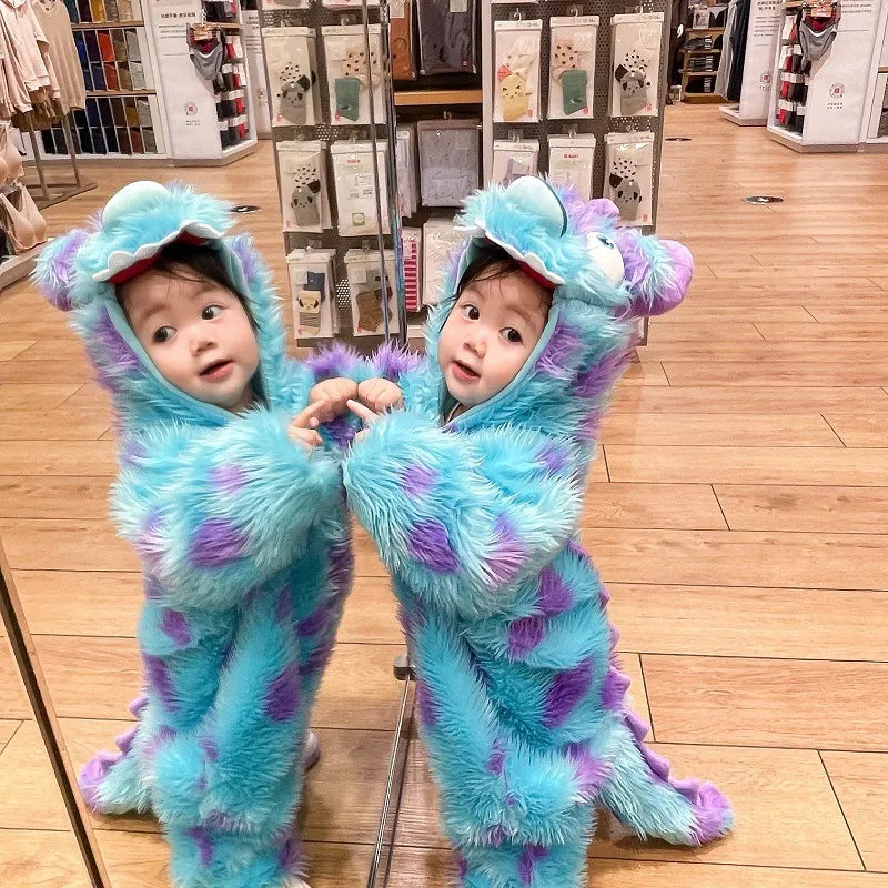 Baby fluffy hooded onesie novelty animal design