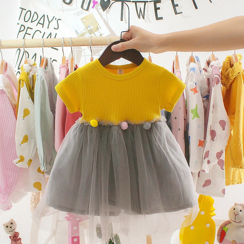 Baby summer princess dress bow mesh skirt