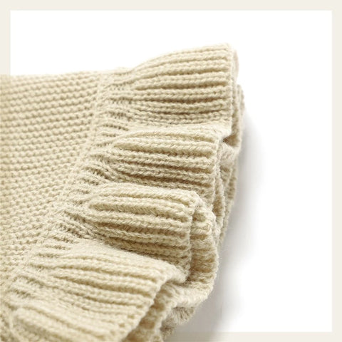 Knitted Baby Blanket | Ruffle Trim Swaddle Wrap