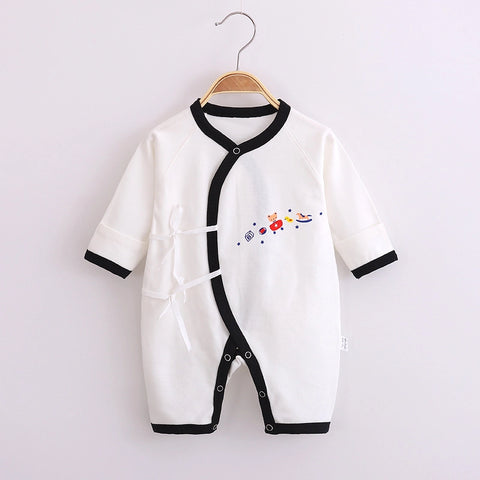 Baby Cotton Romper | Long Sleeve Lace-Up Jumpsuit