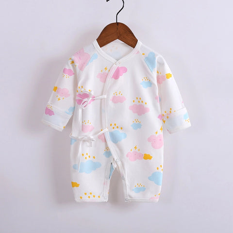 Baby Cotton Romper | Long Sleeve Lace-Up Jumpsuit
