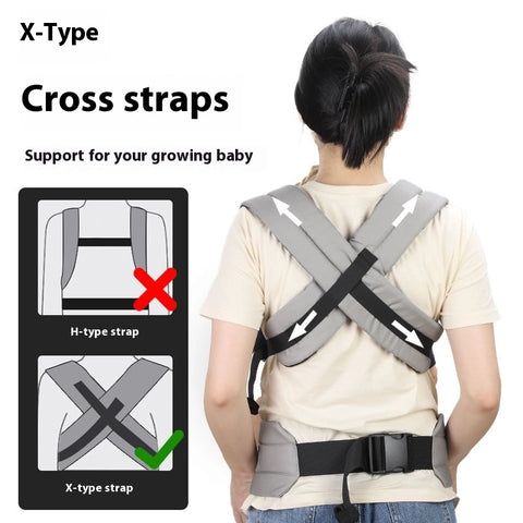 Cotton baby carrier silver grey adjustable straps