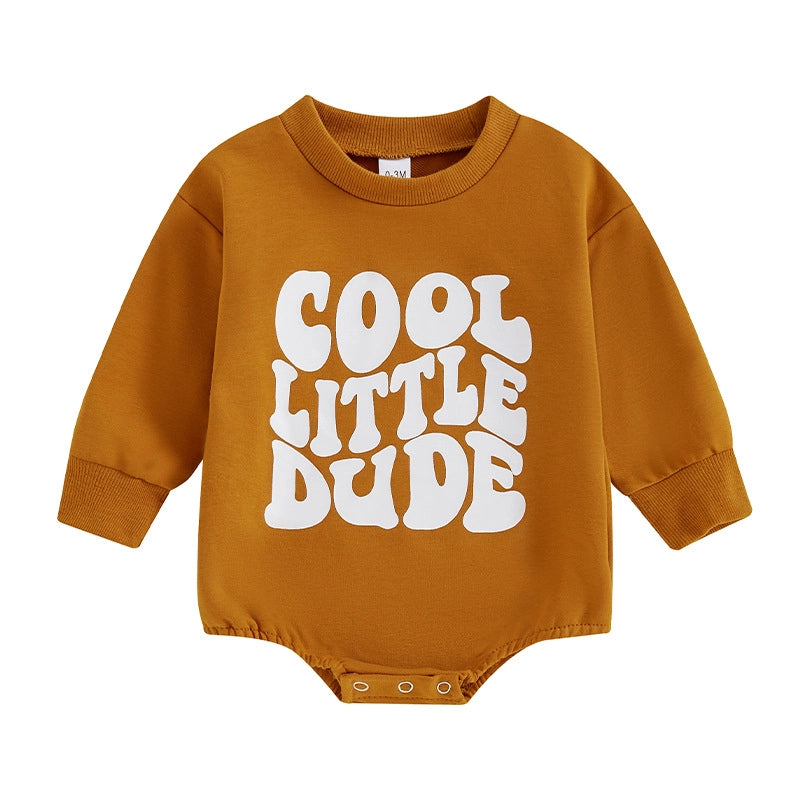 Cotton baby long sleeve triangle romper in orange