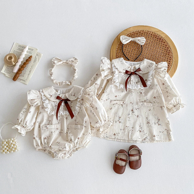 Cotton floral romper matching mommy and me dress