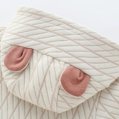 Cotton quilted baby romper footed long sleeve hooded