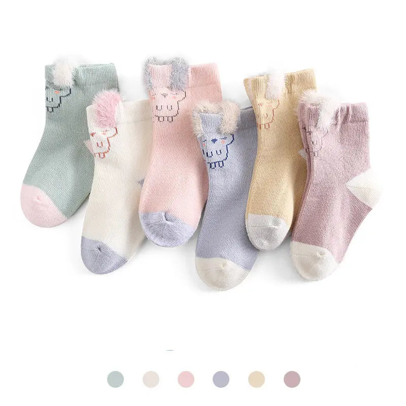 Cute animal baby socks in soft pastel colours