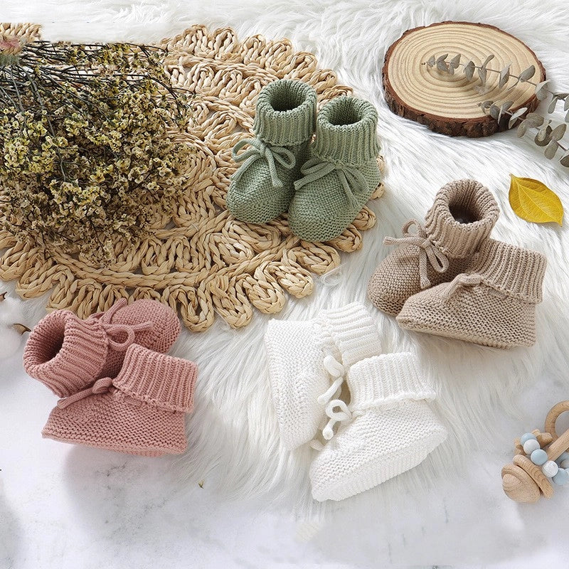 Baby Knitted Bow Booties | Soft Knit Toddler Shoes