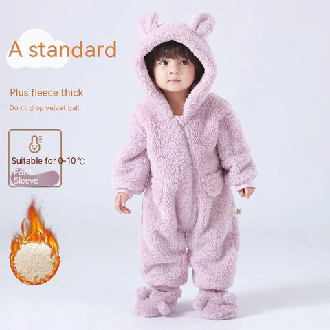 Baby Fleece Jumpsuit | Hooded Winter Pramsuit & Romper