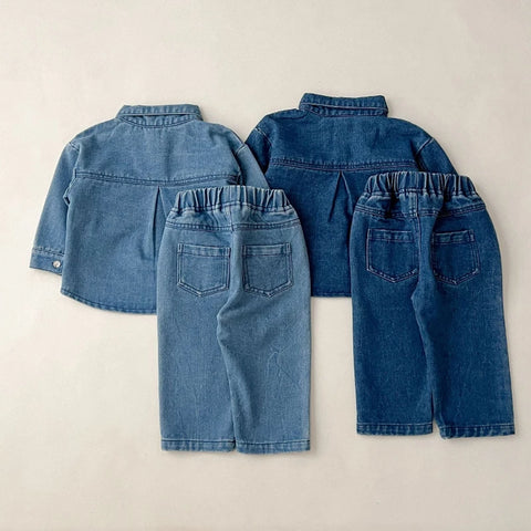 Kids Retro Denim Two-Piece Set | Shirt & Trousers
