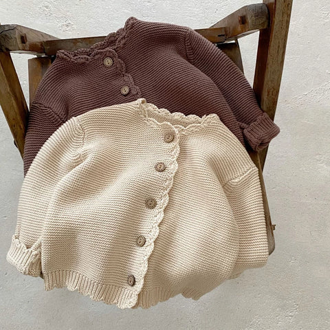Handmade Baby Knitted Crochet Cardigan | Cotton Long Sleeve Jacket