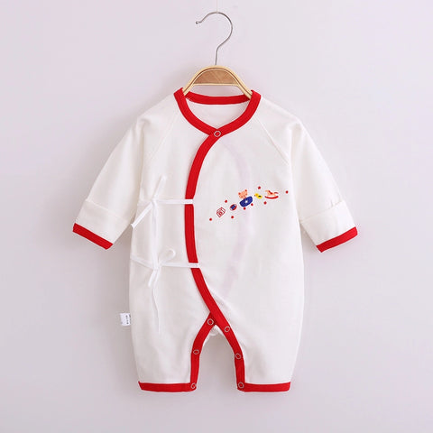 Baby Cotton Romper | Long Sleeve Lace-Up Jumpsuit