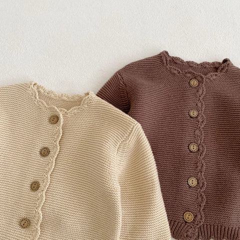 Handmade Baby Knitted Crochet Cardigan | Cotton Long Sleeve Jacket