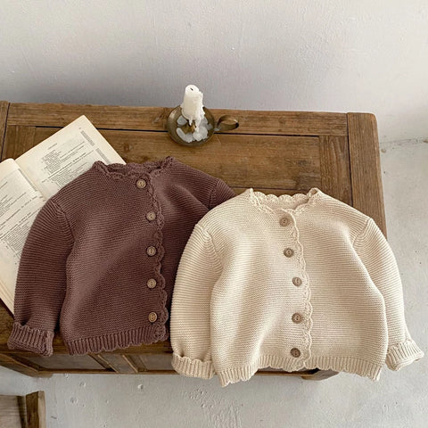 Handmade Baby Knitted Crochet Cardigan | Cotton Long Sleeve Jacket