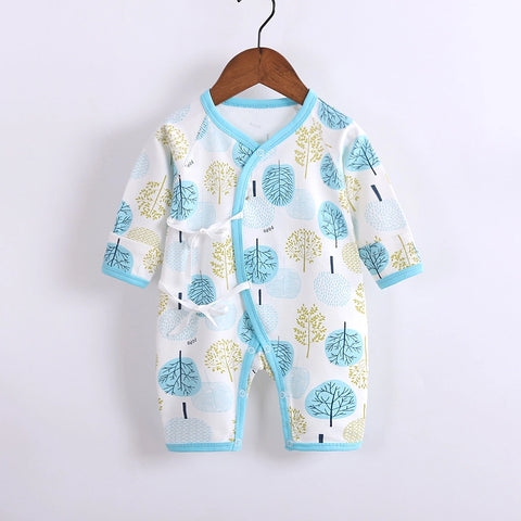 Baby Cotton Romper | Long Sleeve Lace-Up Jumpsuit