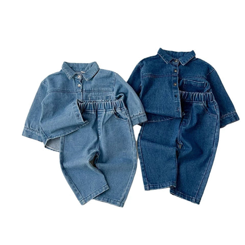 Kids Retro Denim Two-Piece Set | Shirt & Trousers