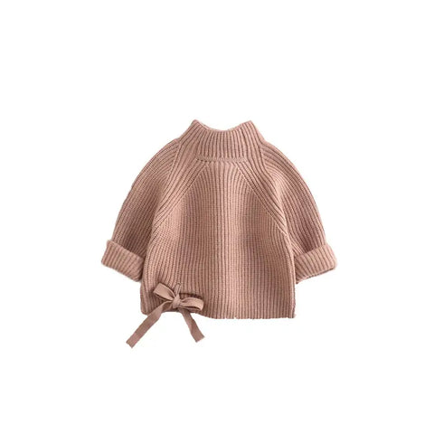 Girls' knitted jumper with delicate bow detail