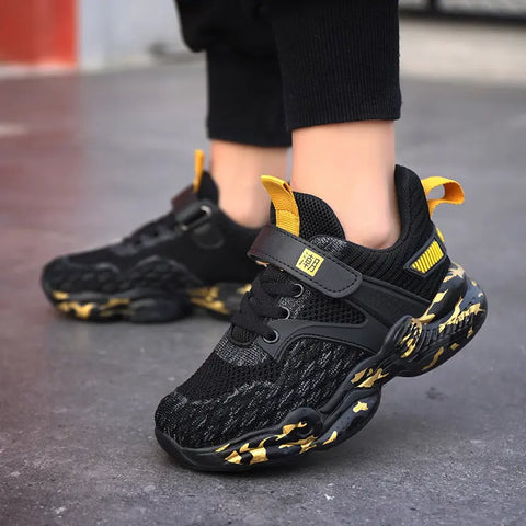 Kids breathable mesh sneakers velcro lace up