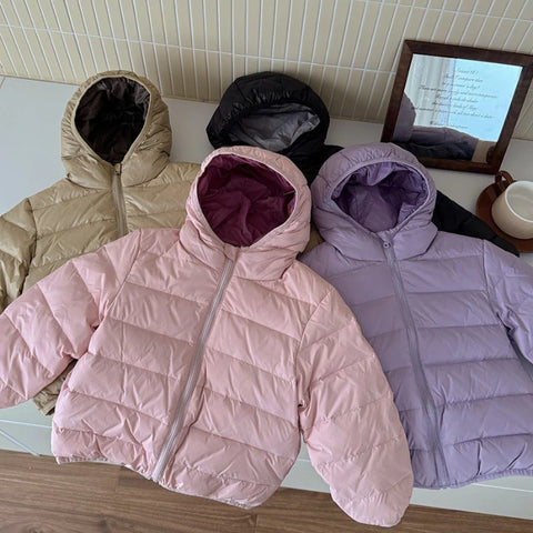 Kids hooded padded jacket lightweight nylon coat
