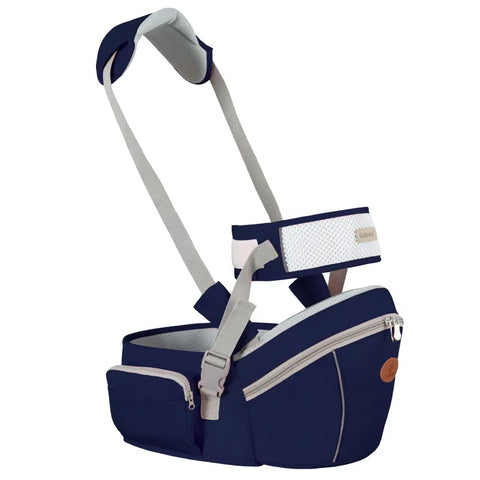 Multifunctional baby waist carrier with storage pocket in navy blue