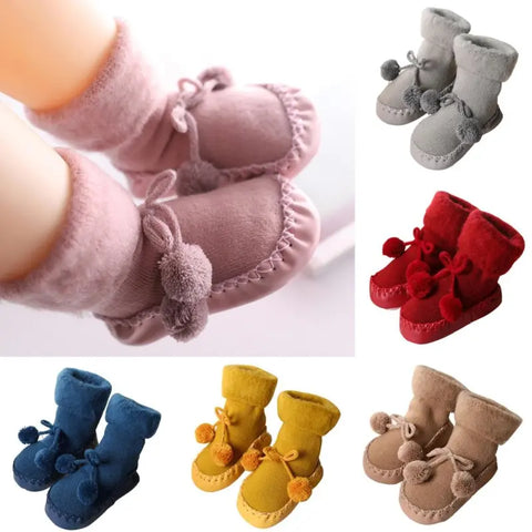Pink fleece baby booties for newborns and infants