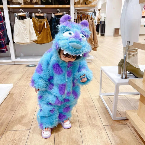 Plush animal costume romper zip front baby